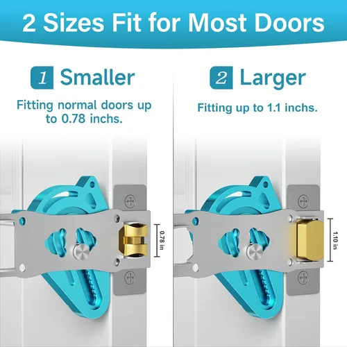 Miniatura 2 de Cerradura de puerta portátil de metal para seguridad de habitación de hotel de viaje, cerraduras de puerta de hotel para seguridad de viajeros, Azul