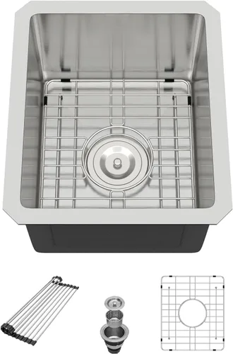 Fregadero de Montaje Bajo de 13 Pulgadas - Beslend 13”x15”x9” Fregadero de Cocina de Acero Inoxidable de Montaje Bajo Calibre 16 Fregadero de Cocina