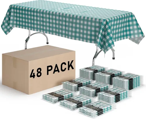 Miniatura 21 de Exquisite Cubierta de Mesa para Picnic - Paquete de 6 Manteles Premium Rectangulares de Plástico - Cubierta de Mesa para BBQ a Cuadros Negro