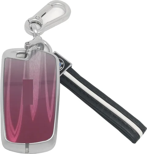 Cubierta de llave de aleación de zinc para la serie BMW, cubierta de cristal de superficie de espejo de color degradado (tipo B rosa), Rosado