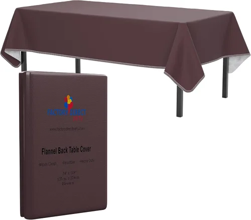 Miniatura 9 de Exquisite Manteles de vinilo azul de 54 x 70 pulgadas - Paquete de 3 manteles rectangulares con reverso de franela, plástico, reutilizable e