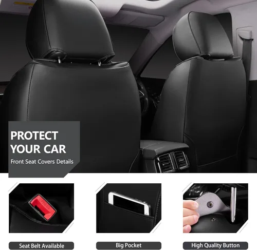 Miniatura 5 de CAR PASS Fundas de Asiento de Cuero de Gamuza Juego Completo Protector Suave Duradero Acolchado Cálido en Invierno Transpirable en Verano, Funda Gris