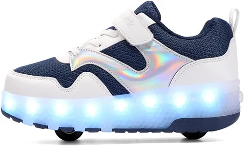 Miniatura 4 de HHSTS Zapatos para niños – Nuevos mejorados con ruedas zapatos de luz LED de colores patines rodantes brillantes zapatos de patinar regalos simples