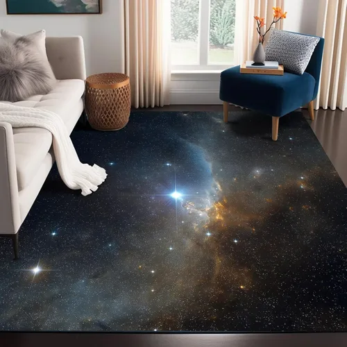 Miniatura 19 de Alfombra de galaxia de 2 x 3 pies, alfombra espacial para niños y niñas, dormitorio, sala de estar, océano, transbordador, barco, alfombra de noche