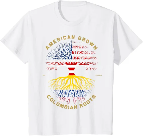 Miniatura 64 de Camiseta de regalo con la bandera de Estados Unidos con árbol de raíces colombianas