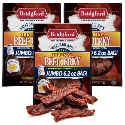 Miniatura 19 de Bridgford Sweet Baby Ray's Beef Jerky Sweet N Spicy - Paquete de 2 unidades de 6.2 onzas, cecina de res picante endulzada con alto contenido