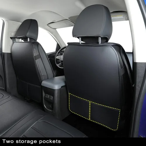 Miniatura 3 de LUCKYMAN CLUB Fundas de asiento Chevy Colorado para camión de trabajo Crew Cab Z71 LT ZR2 2015-2022 con piel sintética (negro)