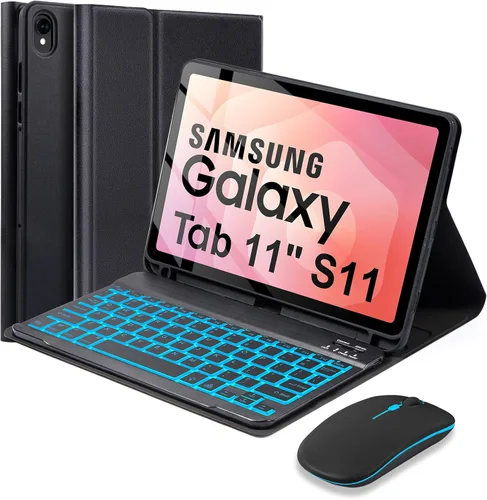 Miniatura 17 de SOPPY Teclado retroiluminado de 7 colores con mouse para Samsung Galaxy Tab S6 Lite de 10.4 pulgadas 2022/2020 (SM-P610/P613/P615/P619), funda