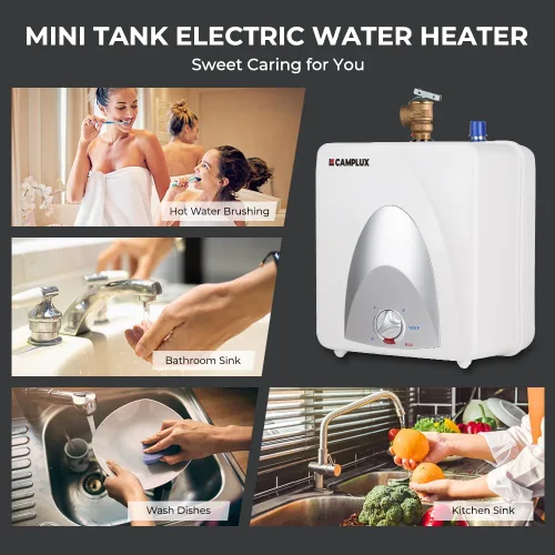 Miniatura 3 de CAMPLUX - Calentador de agua eléctrico de tanque de 1.3 galones debajo del fregadero, agua caliente instantánea para RV, cocina, camión
