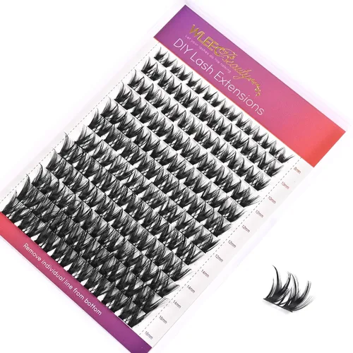 Extensiones de pestañas de ojo ancho, 96 unidades, extensiones de pestañas individuales, rizo D, banda ancha (LC08, mezcla de 0.315 a 0.630 pulgadas)
