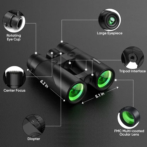 Miniatura 7 de Binoculares para adultos para observación de aves – Timorn HD 8x42 Birding Binocular para adultos de alta potencia con adaptador de teléfono Trípode