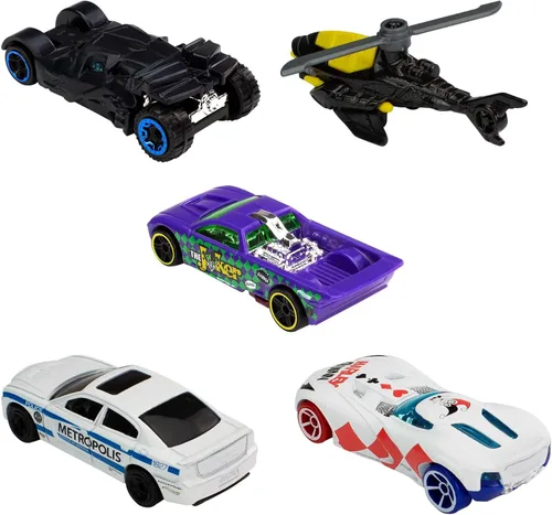 Miniatura 3 de Hot Wheels Juego de 5 vehículos de juguete de Batman a escala 1:64 de programas de televisión, películas y cómics de Batman