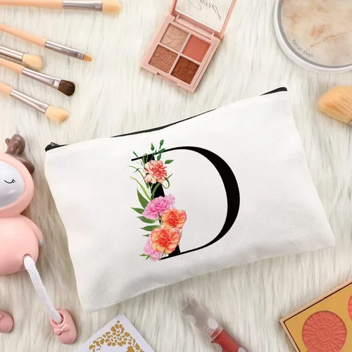 Miniatura 2 de Bolsa de lona con letra inicial personalizada, regalo para el día de la madre, damas de honor, novia, cumpleaños, boda Flower-D