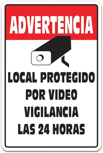 Vídeo VIGILANCIA Signo Propiedad protegida 24 horas advertencia de protección de seguridad | Interior/Exterior | Altura de 12" | Señal de