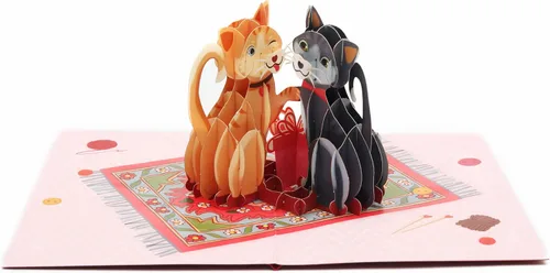 Miniatura 3 de Liif Love Cats Tarjeta de felicitación 3D para el día de San Valentín, tarjeta de cumpleaños de gato feliz, aniversario, pensando en ti, solo porque