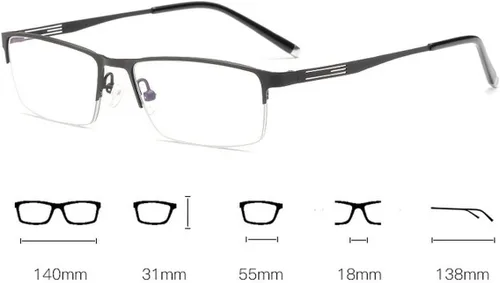 Miniatura 3 de laureles Anteojos de lectura fotocromáticos para hombres de negocios cuadrados de metal con medio marco para lectores de lentes fotocromáticos Negro