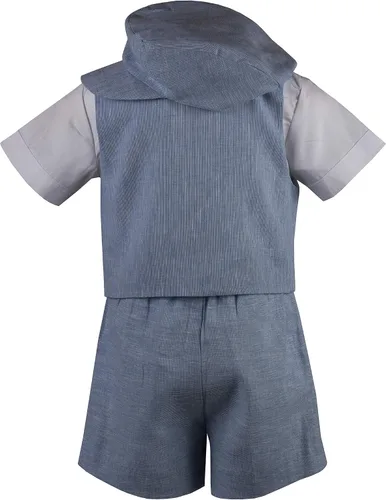 Miniatura 3 de Lito - Conjunto corto de lino para niños con chaleco y gorro Classic 3-6 meses