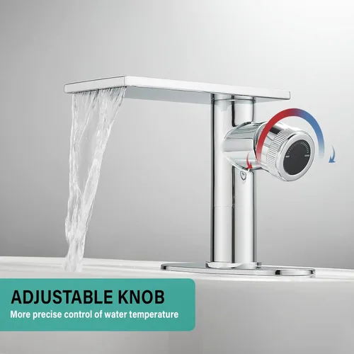 Miniatura 6 de becola Grifo de baño cromado moderno, grifo de cascada para lavabo de baño, grifo de lavabo de baño de un solo orificio, grifo mezclador de lavabo