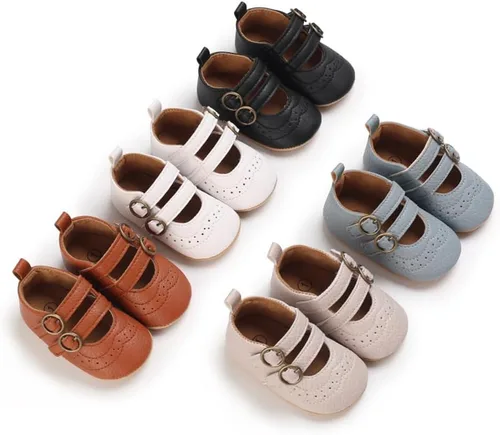 Miniatura 7 de Mary Jane - Zapatos planos de vestir para bebé, zapatos para recién nacidos, antideslizantes, de piel sintética, para fiesta, escuela, boda