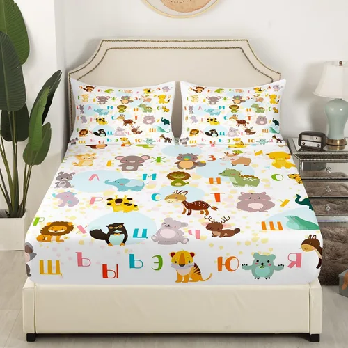 Miniatura 3 de Labrador - Sábana bajera ajustable de dibujos animados de cachorros Kawaii para niños, niños y niñas, juego de ropa de cama para perros y mascotas