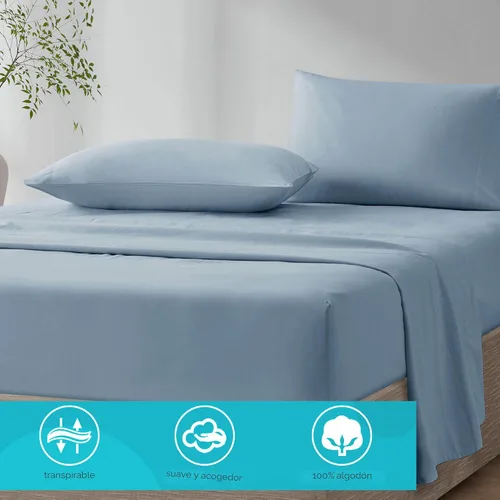 Miniatura 2 de Comfort Spaces Juego de sábanas 100% algodón transpirable, ligero, suave, con bolsillo elástico de 12 pulgadas que se adapta a colchones de hasta 14