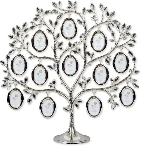 Roman Giftware Inc., Colección Caroline, Regalo de Reunión Familiar, Árbol Genealógico de 12" de Alto con 12 Fotos, Religioso, Inspiracional,