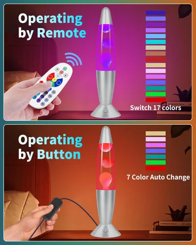 Miniatura 4 de Lámpara de movimiento líquido que cambia de 17 colores con control remoto: Luz nocturna LED púrpura de 16 pulgadas para niños y adultos - Lámpara