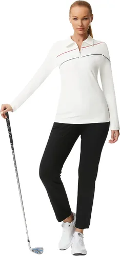 Miniatura 7 de JACK SMITH Polo de golf para mujer, ajuste seco, UPF 50+, manga larga, con cremallera, ajuste delgado, atlético, con soporte para camiseta
