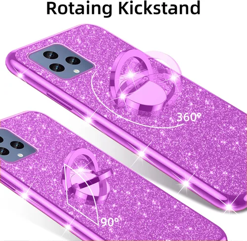 Miniatura 6 de Funda para T-Mobile Revvl 6 5G (no Revvl 6 Pro), Funda para T-Mobile T Phone 5G/Revvl 6X Niñas Mujeres Glitter Linda Cubierta Transparente de Púrpura