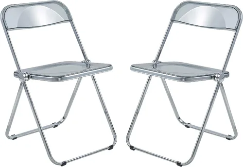 Miniatura 14 de LeisureMod Lawrence - Silla plegable de acrílico transparente moderna con marco de metal, asiento transparente que ahorra espacio para comedor