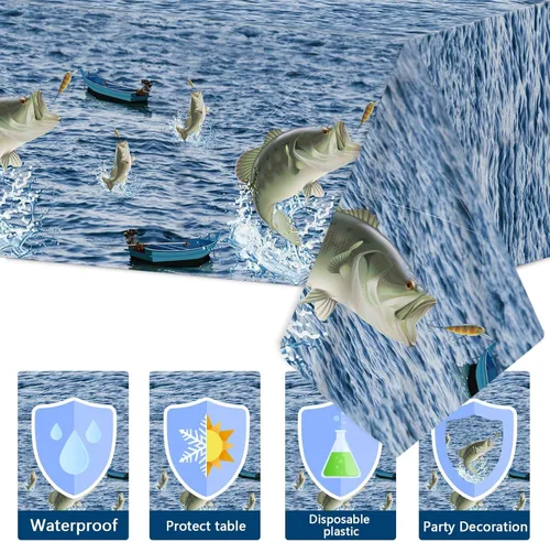 Miniatura 4 de Decoraciones de fiesta de pesca Gone Fishing Juego de vajilla de pesca Platos de pesca cubiertos desechables para mesa Vajilla de pesca para True