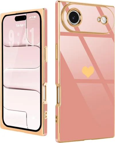 Miniatura 12 de Compatible con iPhone 12 Funda Rectangular Bonita Chapado Dorado Lujo Corazón de Amor Funda de Teléfono para Mujeres Niñas A Prueba de Golpes