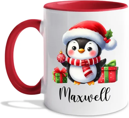 Miniatura 12 de Taza de café de Papá Noel con nombre personalizado – Taza de Papá Noel personalizada, 11 onzas y 15 onzas, bonita taza de cerámica blanca regalo