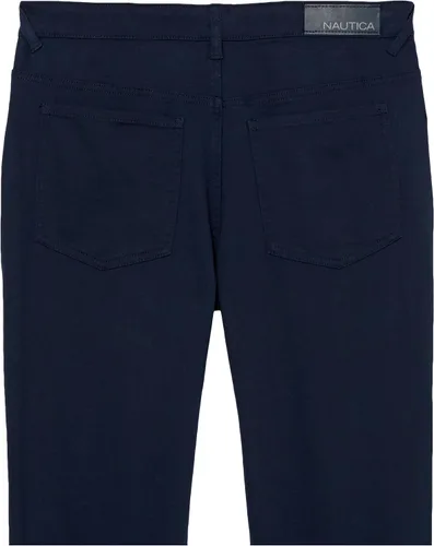 Miniatura 6 de Nautica Pantalón de sarga elástica de ajuste clásico para niños, estilo de 5 bolsillos, cremallera y cierre de botón
