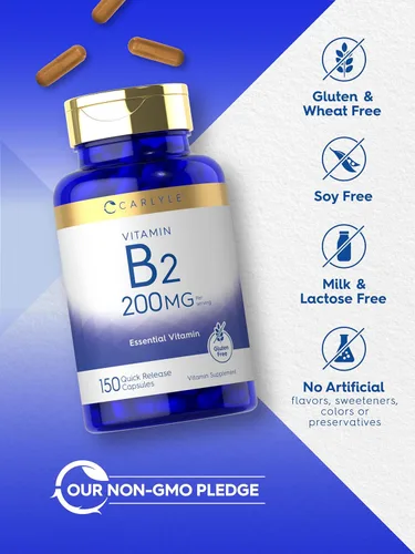Miniatura 5 de Carlyle Vitamina B2 200 mg 150 unidades Riboflavina Suplemento esencial sin OMG y sin gluten