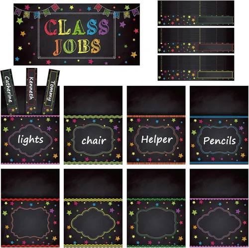 Miniatura 18 de Zonon Class Jobs Tablero de Anuncios Colorido para Trabajos de Clase Conjunto de Gráfico de Bolsillos Ayudante del Maestro Decoración de Pizarra