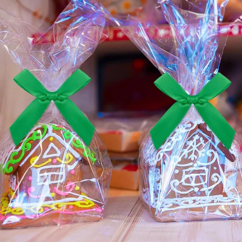 Miniatura 2 de Paquete de 50 lazos de lazo torcido verde, lazos de cinta de satén pequeños para manualidades, mini corbatines para regalos, decoraciones