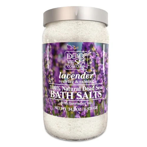 Dead Sea Collection Sales de baño con lavanda – Sal pura del Mar Muerto y aceite de lavanda – Nutritiva calmante y relajante para la piel y los