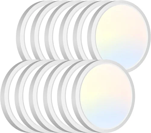 Miniatura 19 de Zemty Paquete de 8 lámparas de techo LED de montaje empotrado de 12 pulgadas, lámpara de techo súper delgada de 28 W 3200 lm, lámpara de techo Negro