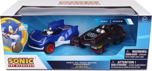 Miniatura 2 de NKOK Sonic Transformed All-Stars Racing Pull Back Action: Shadow y Sonic Hedgehog, dos vehículos, leyendas de videojuegos, no requiere