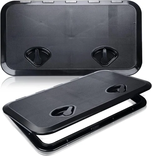 Miniatura 7 de smartmarine 24"x14" Marine Boat Deck Hatch Cover,Boat Access Hatch & Lid, 2pcs Hatch Handles Lock.Black/White Negro