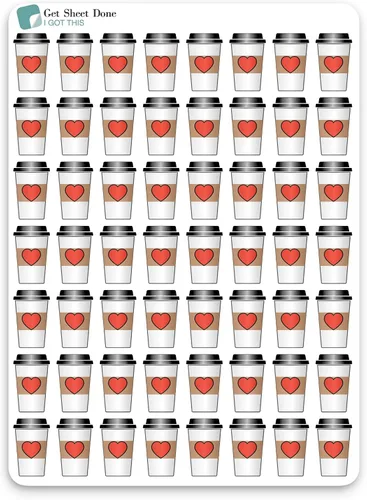 Miniatura 2 de Frappucino - Adhesivo para planificador, 54 divertidas calcomanías de vinilo L (1/2 pulgada), Frappucino Date Me Time Self Care I Love