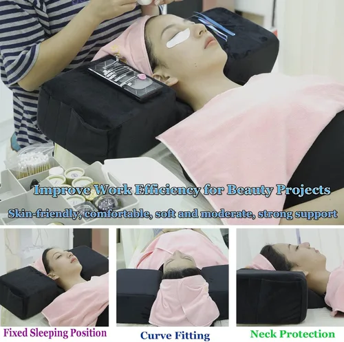 Miniatura 6 de Puransen Almohada de cabeza para amarre, almohada ergonómica de espuma viscoelástica con organizadores laterales, soporte para cuello y espalda