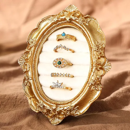 Miniatura 18 de Liliaafar Soporte de anillo vintage rectangular plateado soporte de exhibición para aretes, bandeja de exhibición de aretes, aniversario