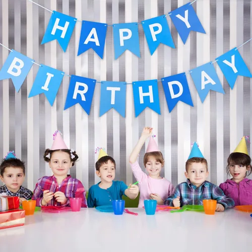 Miniatura 6 de Cartel azul de feliz cumpleaños, pancarta de feliz cumpleaños, guirnalda para baby shower, revelación de género, suministros de fiesta para niños