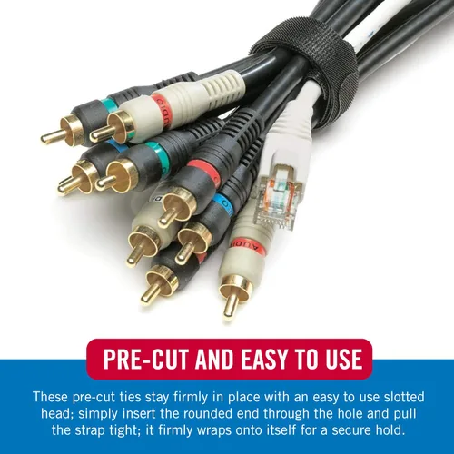 Miniatura 6 de VELCRO Brand ONE-WRAP - Bridas para cables, 100 unidades, correas de organización de cable negro de 8 x 1/2 pulgadas, diseño delgado precortado