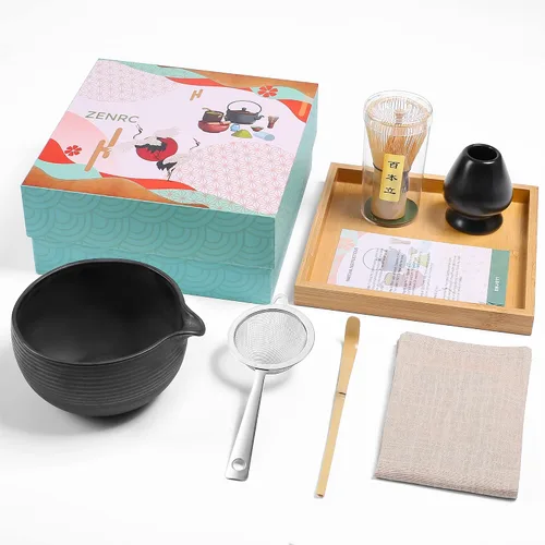 Miniatura 13 de ZENRC Ceremony - Kit de matcha rosa – Batidor tradicional de bambú (Chasen) Scoop (Chashaku) Chawan Bowl con boquilla de vertido, soporte para Rosa