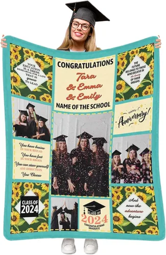 Miniatura 31 de Manta personalizada de graduación 2025, manta personalizada para regalo de graduación con nombre de la universidad, manta de felicitación