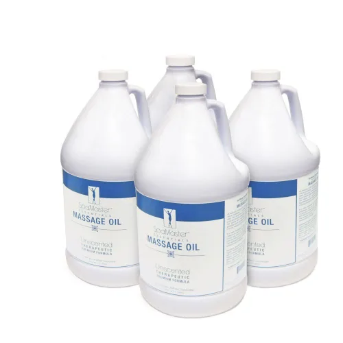Master Massage - Aceite de masaje orgánico, sin perfume, rico en vitaminas y soluble en agua - Botella de 4 galones por paquete