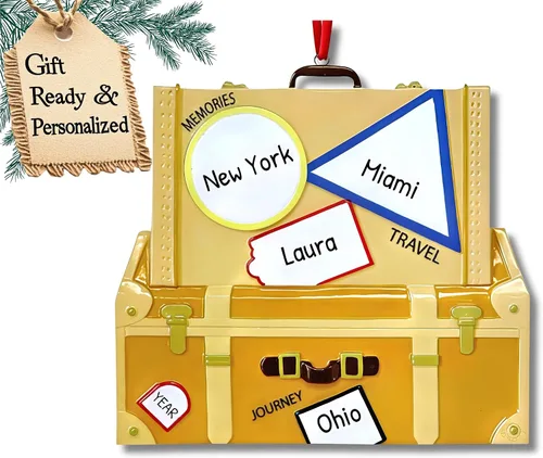 Miniatura 7 de Adorno personalizado para árbol de Navidad de viaje 2025 – Globo de viaje Adornos de Navidad alrededor del mundo, regalos para pasaporte de viajeros